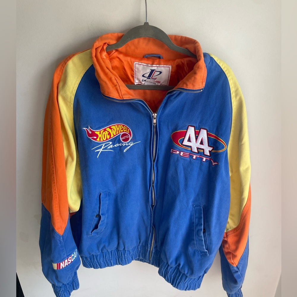 NASCAR KYLE PETTY # 44 Hot Wheels Mettle Race Jacket Large Vintage -C